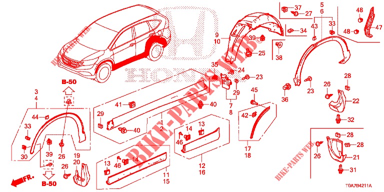 ZIJ DORPEL VERSIERING/BESCHERMER  voor Honda CR-V 2.0 ELEGANCE 5 deuren 5-traps automatische versnellingsbak 2014