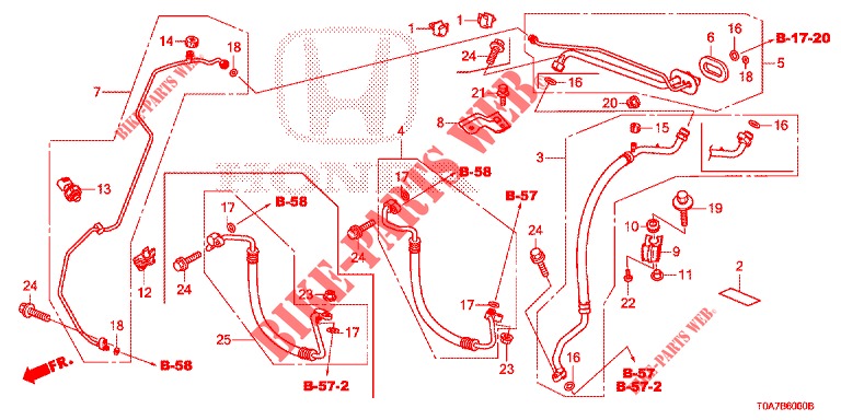 AIRCONDITIONER (FLEXIBLES/TUYAUX) (2.0L/2.4L) (LH) voor Honda CR-V 2.0 EXCLUSIVE NAVI 5 deuren 6-versnellings handgeschakelde versnellingsbak 2014