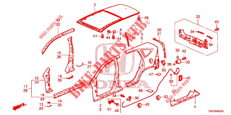 BUITEN PANELEN/DAK PANEEL  voor Honda CR-V 2.0 EXCLUSIVE NAVI 5 deuren 6-versnellings handgeschakelde versnellingsbak 2014