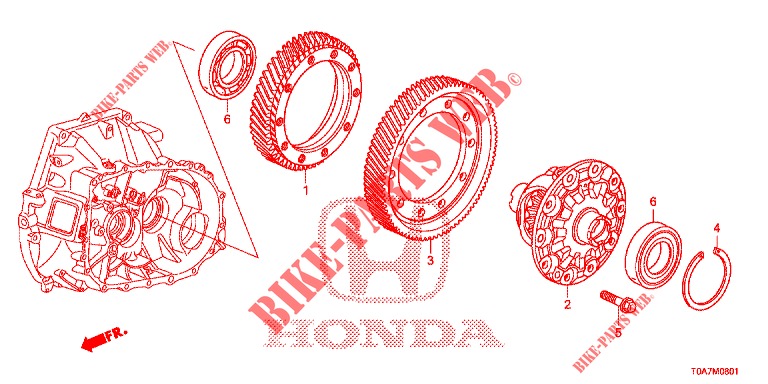 DIFFERENTIEEL (2.0L) (4WD) voor Honda CR-V 2.0 EXCLUSIVE NAVI 5 deuren 6-versnellings handgeschakelde versnellingsbak 2014