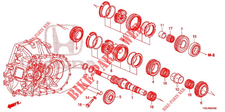 HOOFDAS (2.0L) voor Honda CR-V 2.0 EXCLUSIVE NAVI 5 deuren 6-versnellings handgeschakelde versnellingsbak 2014