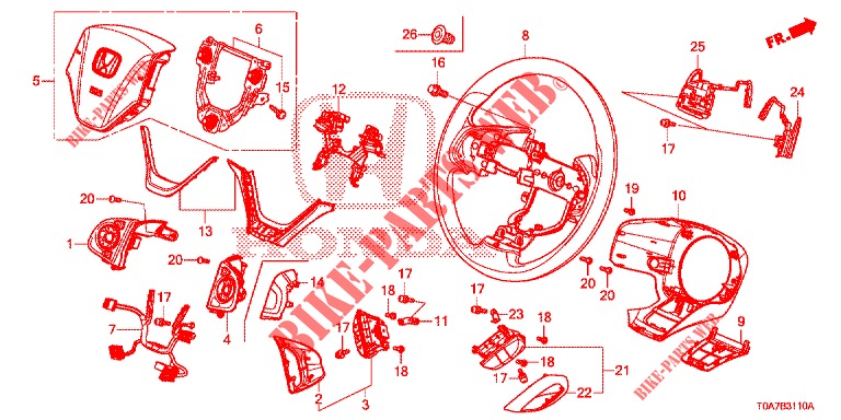 STUURWIEL ( 0C199999)  voor Honda CR-V 2.0 EXCLUSIVE NAVI 5 deuren 6-versnellings handgeschakelde versnellingsbak 2014