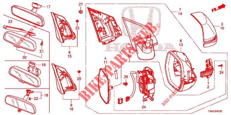 SPIEGEL/ZONNEKLEP (3) voor Honda CR-V 2.0 EXCLUSIVE NAVI 5 deuren 5-traps automatische versnellingsbak 2015