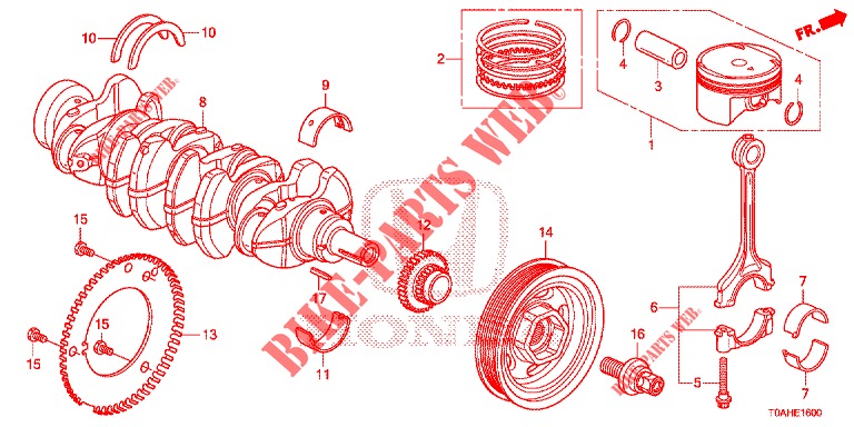 KRUKAS/ZUIGER (2.0L) voor Honda CR-V 2.0 COMFORT 5 deuren 9-traps automatische versnellingsbak 2017