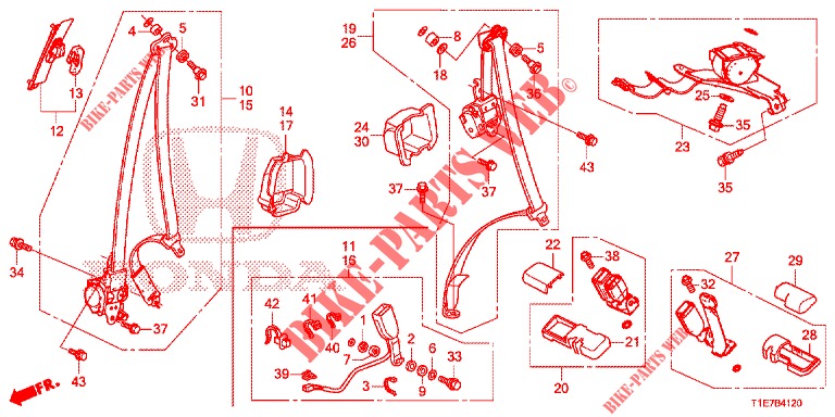 VOOR ZITTING/VEILIGHEIDSRIEMEN  voor Honda CR-V 2.0 ELEGANCE 5 deuren 5-traps automatische versnellingsbak 2018
