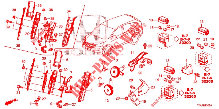 BEDIENINGSEENNEID (COMPARTIMENT MOTEUR) (DIESEL) (1) voor Honda CR-V DIESEL 1.6 EXECUTIVE NAVI 5 deuren 6-versnellings handgeschakelde versnellingsbak 2014
