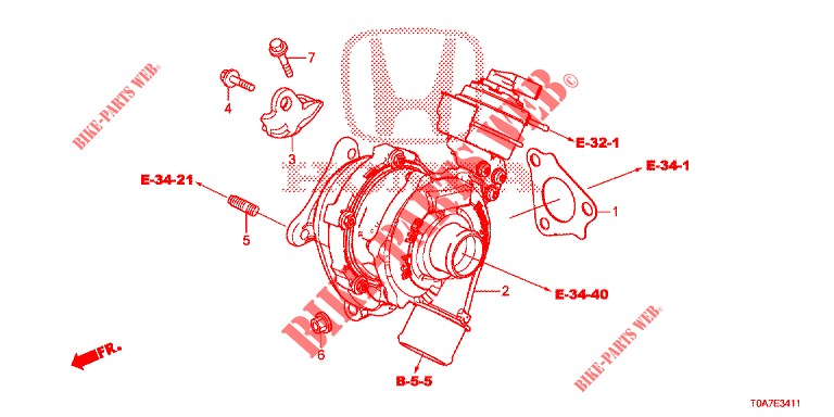 TURBOLADER (DIESEL) (1.6L) voor Honda CR-V DIESEL 1.6 EXECUTIVE NAVI 5 deuren 6-versnellings handgeschakelde versnellingsbak 2014