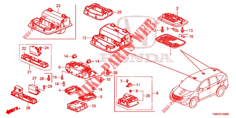 INTERIEUR VERLICHTING  voor Honda CR-V DIESEL 1.6 COMFORT 5 deuren 6-versnellings handgeschakelde versnellingsbak 2015