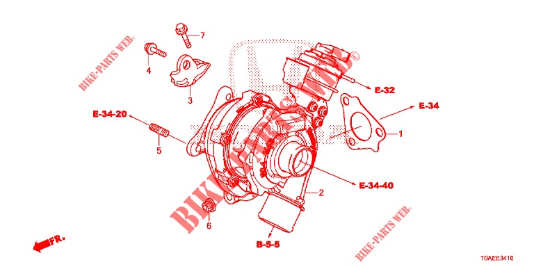 TURBOLADER (DIESEL) (1) voor Honda CR-V DIESEL 1.6 COMFORT 5 deuren 6-versnellings handgeschakelde versnellingsbak 2015