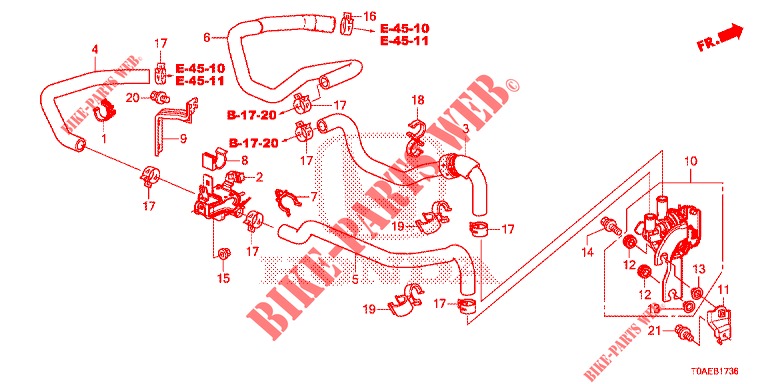 WATERSLANG/VERWARMING KANAAL (LH) (DIESEL) voor Honda CR-V DIESEL 1.6 COMFORT 5 deuren 6-versnellings handgeschakelde versnellingsbak 2015