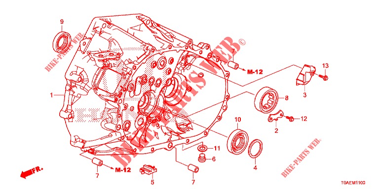 KOPPELING BEHUIZING (DIESEL) (1) voor Honda CR-V DIESEL 1.6 EXECUTIVE NAVI 5 deuren 6-versnellings handgeschakelde versnellingsbak 2015