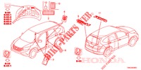 EMBLEMEN/WAARSCHUWINGSLABELS  voor Honda CR-V DIESEL 1.6 INNOVA 5 deuren 9-traps automatische versnellingsbak 2015