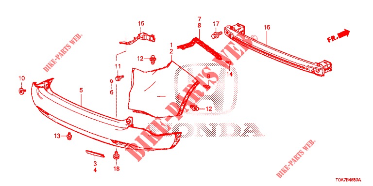 ACHTER BUMPER  voor Honda CR-V DIESEL 2.2 EXCLUSIVE 5 deuren 6-versnellings handgeschakelde versnellingsbak 2013