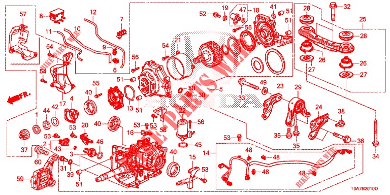 ACHTER DIFFERENTIEEL/OPHANGING (1) voor Honda CR-V DIESEL 2.2 EXCLUSIVE 5 deuren 6-versnellings handgeschakelde versnellingsbak 2013