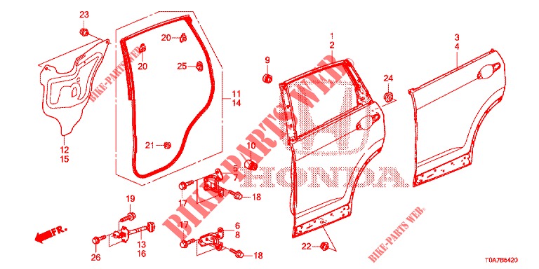 ACHTER PORTIER PANELEN(4DE)  voor Honda CR-V DIESEL 2.2 EXCLUSIVE 5 deuren 6-versnellings handgeschakelde versnellingsbak 2013