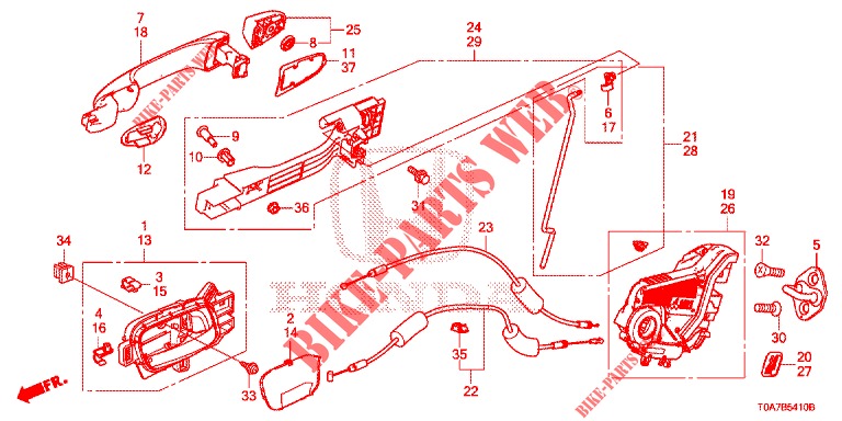 ACHTER PORTIER SLOTEN/BUITEN HENDEL  voor Honda CR-V DIESEL 2.2 EXCLUSIVE 5 deuren 6-versnellings handgeschakelde versnellingsbak 2013