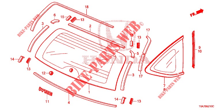ACHTER RUIT/KWARTSGLAS  voor Honda CR-V DIESEL 2.2 EXCLUSIVE 5 deuren 6-versnellings handgeschakelde versnellingsbak 2013
