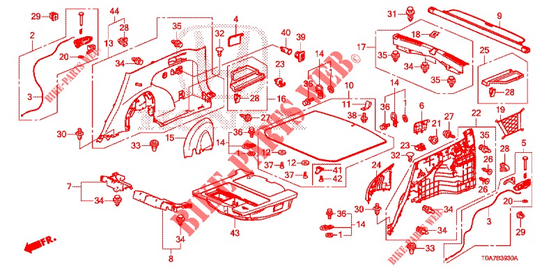 ACHTER ZIJDE VOERING(2DE)  voor Honda CR-V DIESEL 2.2 EXCLUSIVE 5 deuren 6-versnellings handgeschakelde versnellingsbak 2013