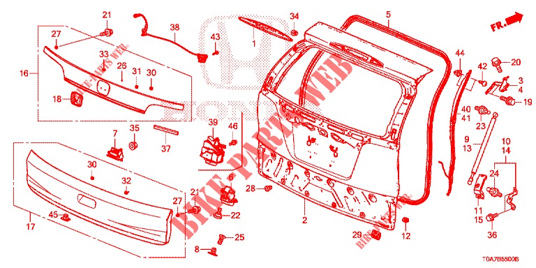 ACHTERKLEP PANEEL(2DE)  voor Honda CR-V DIESEL 2.2 EXCLUSIVE 5 deuren 6-versnellings handgeschakelde versnellingsbak 2013