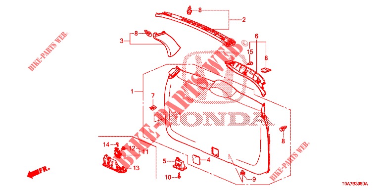 ACHTERKLEP VOERING/ ACHTER PANEEL VOERING(2DE)  voor Honda CR-V DIESEL 2.2 EXCLUSIVE 5 deuren 6-versnellings handgeschakelde versnellingsbak 2013