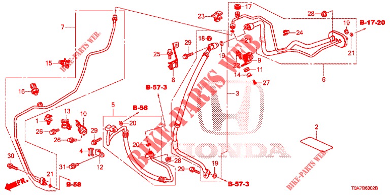 AIRCONDITIONER (FLEXIBLES/TUYAUX) (DIESEL) (2.2L) (LH) voor Honda CR-V DIESEL 2.2 EXCLUSIVE 5 deuren 6-versnellings handgeschakelde versnellingsbak 2013