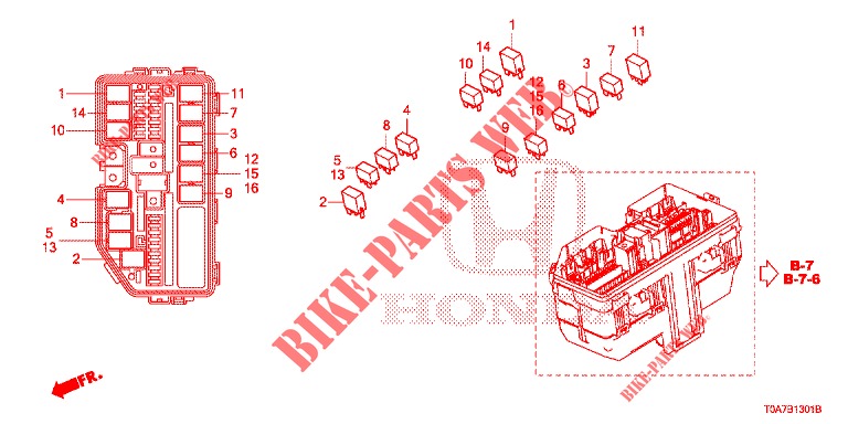 BEDIENINGSEENNEID (COMPARTIMENT MOTEUR) (2) voor Honda CR-V DIESEL 2.2 EXCLUSIVE 5 deuren 6-versnellings handgeschakelde versnellingsbak 2013