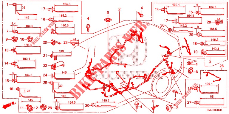 BEDRADINGSBUNDEL (LH) (3) voor Honda CR-V DIESEL 2.2 EXCLUSIVE 5 deuren 6-versnellings handgeschakelde versnellingsbak 2013