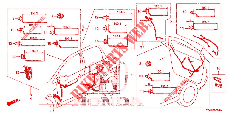 BEDRADINGSBUNDEL (LH) (5) voor Honda CR-V DIESEL 2.2 EXCLUSIVE 5 deuren 6-versnellings handgeschakelde versnellingsbak 2013