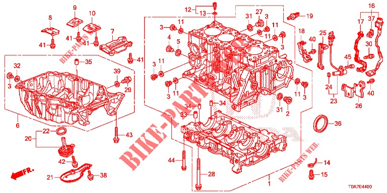 CILINDERBLOK/OLIEPAN (DIESEL) (2.2L) voor Honda CR-V DIESEL 2.2 EXCLUSIVE 5 deuren 6-versnellings handgeschakelde versnellingsbak 2013