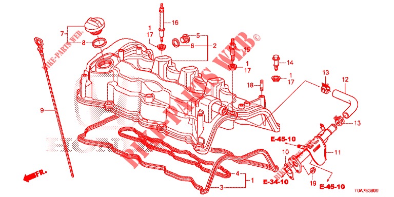 CILINDERKOP AFDEKKING (DIESEL) (2.2L) voor Honda CR-V DIESEL 2.2 EXCLUSIVE 5 deuren 6-versnellings handgeschakelde versnellingsbak 2013