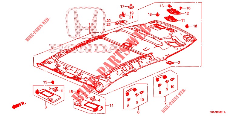 DAK VOERING (2) voor Honda CR-V DIESEL 2.2 EXCLUSIVE 5 deuren 6-versnellings handgeschakelde versnellingsbak 2013