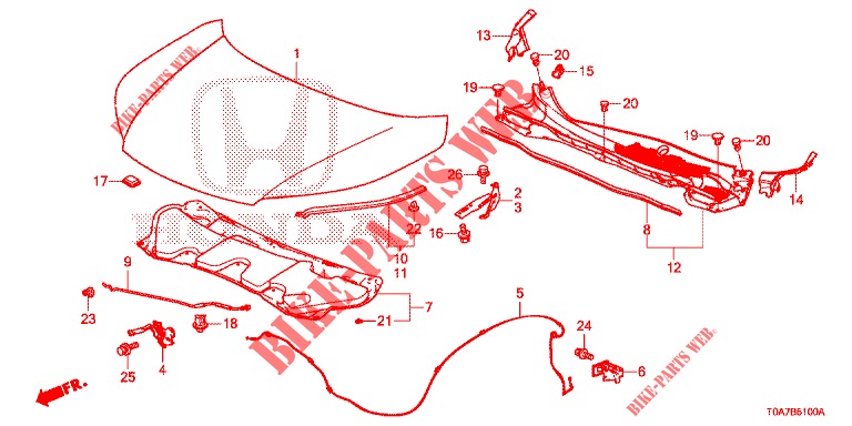 KAP (LH) voor Honda CR-V DIESEL 2.2 EXCLUSIVE 5 deuren 6-versnellings handgeschakelde versnellingsbak 2013