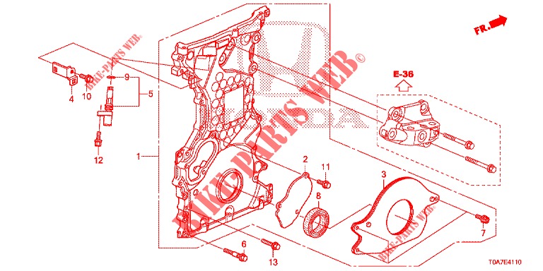 KETTINGKAST (DIESEL) (2.2L) voor Honda CR-V DIESEL 2.2 EXCLUSIVE 5 deuren 6-versnellings handgeschakelde versnellingsbak 2013
