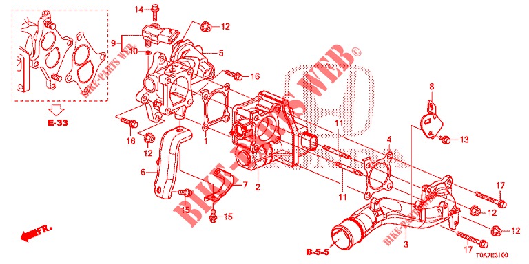KOLKREGELKLEP (DIESEL) (2.2L) voor Honda CR-V DIESEL 2.2 EXCLUSIVE 5 deuren 6-versnellings handgeschakelde versnellingsbak 2013