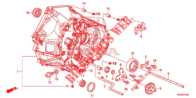 KOPPELING BEHUIZING (DIESEL) (2.2L) voor Honda CR-V DIESEL 2.2 EXCLUSIVE 5 deuren 6-versnellings handgeschakelde versnellingsbak 2013