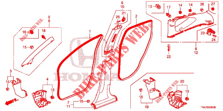 PILAAR AFWERKING  voor Honda CR-V DIESEL 2.2 EXCLUSIVE 5 deuren 6-versnellings handgeschakelde versnellingsbak 2013