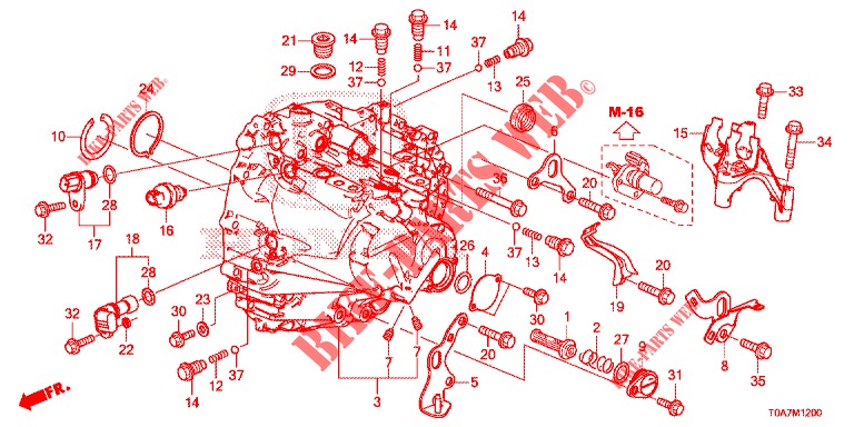 P.S. VERSNELLINGBOX (DIESEL) (2.2L) voor Honda CR-V DIESEL 2.2 EXCLUSIVE 5 deuren 6-versnellings handgeschakelde versnellingsbak 2013