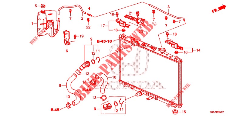 RADIATOR SLANG/RESERVETANK (3) voor Honda CR-V DIESEL 2.2 EXCLUSIVE 5 deuren 6-versnellings handgeschakelde versnellingsbak 2013