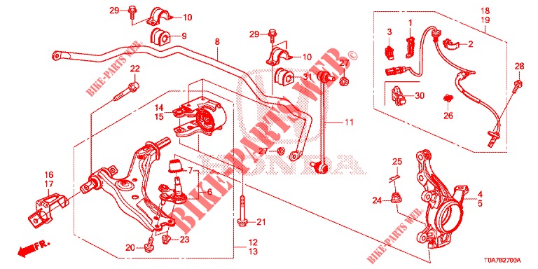 VOOR KNOKKEL  voor Honda CR-V DIESEL 2.2 EXCLUSIVE 5 deuren 6-versnellings handgeschakelde versnellingsbak 2013