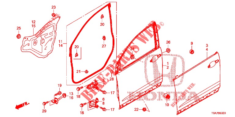 VOOR PORTIER PANELEN(2DE)  voor Honda CR-V DIESEL 2.2 EXCLUSIVE 5 deuren 6-versnellings handgeschakelde versnellingsbak 2013