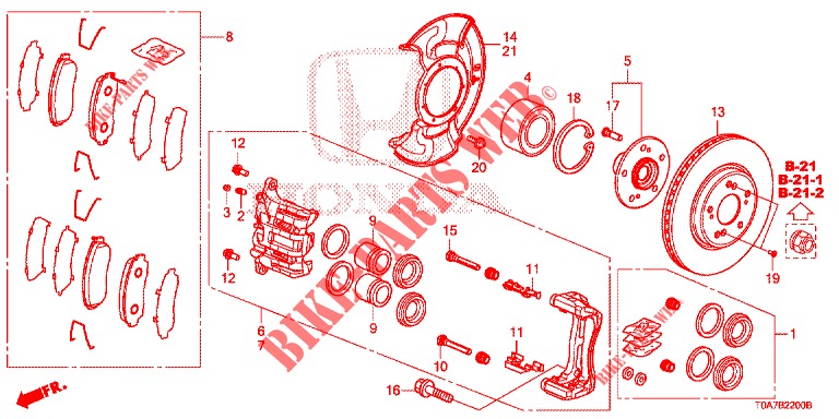 VOOR REM (1) voor Honda CR-V DIESEL 2.2 EXCLUSIVE 5 deuren 6-versnellings handgeschakelde versnellingsbak 2013