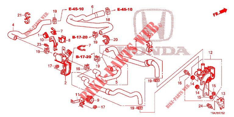 WATERSLANG/VERWARMING KANAAL (DIESEL) (2.2L) (LH) voor Honda CR-V DIESEL 2.2 EXCLUSIVE 5 deuren 6-versnellings handgeschakelde versnellingsbak 2013