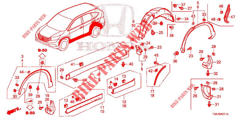 ZIJ DORPEL VERSIERING/BESCHERMER  voor Honda CR-V DIESEL 2.2 EXCLUSIVE 5 deuren 6-versnellings handgeschakelde versnellingsbak 2013
