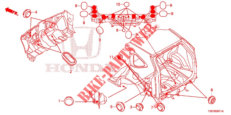 DOORVOERTULLE (ARRIERE) voor Honda CR-V DIESEL 1.6 EXECUTIVE NAVI 4WD 5 deuren 6-versnellings handgeschakelde versnellingsbak 2016