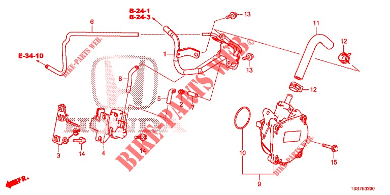 INSTALLATIEPIJP/VACUUMPOMP (DIESEL) (1) voor Honda CR-V DIESEL 1.6 EXECUTIVE NAVI 4WD 5 deuren 6-versnellings handgeschakelde versnellingsbak 2016