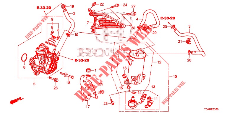 HOGEDRUKPOMP (DIESEL)  voor Honda CR-V DIESEL 1.6 EXECUTIVE NAVI 5 deuren 9-traps automatische versnellingsbak 2017