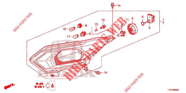 KOPLAMP (HALOGENE) (1) voor Honda HR-V 1.5 EXECUTIVE 5 deuren 6-versnellings handgeschakelde versnellingsbak 2016