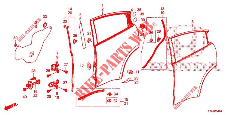 ACHTER PORTIER PANELEN(4DE)  voor Honda HR-V DIESEL 1.6 EXECUTIVE 5 deuren 6-versnellings handgeschakelde versnellingsbak 2016