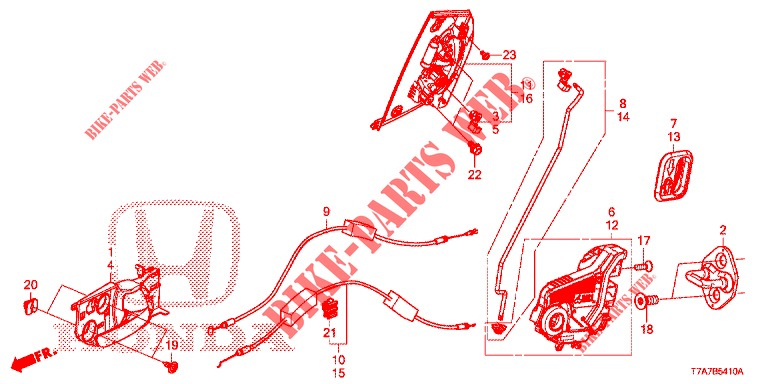 ACHTER PORTIER SLOTEN/BUITEN HENDEL  voor Honda HR-V DIESEL 1.6 EXECUTIVE 5 deuren 6-versnellings handgeschakelde versnellingsbak 2016