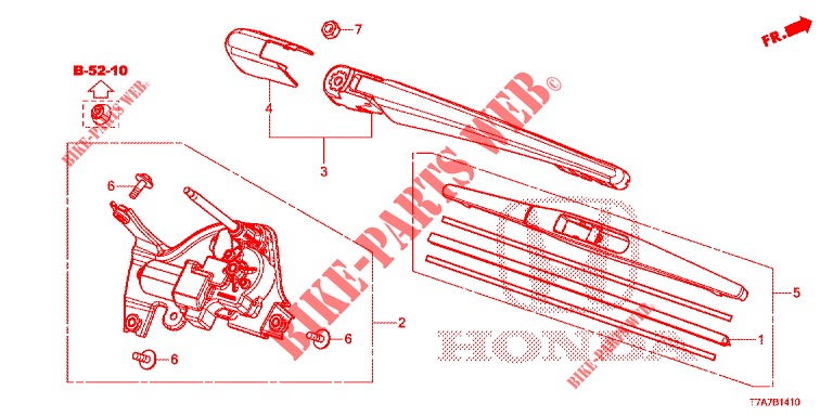 ACHTER RUITEWISSER  voor Honda HR-V DIESEL 1.6 EXECUTIVE 5 deuren 6-versnellings handgeschakelde versnellingsbak 2016
